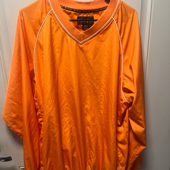 Footjoy Pullover Windbreaker FJ Golf Jacket Mens Large Orange V-Neck L - Picture 4 of 10